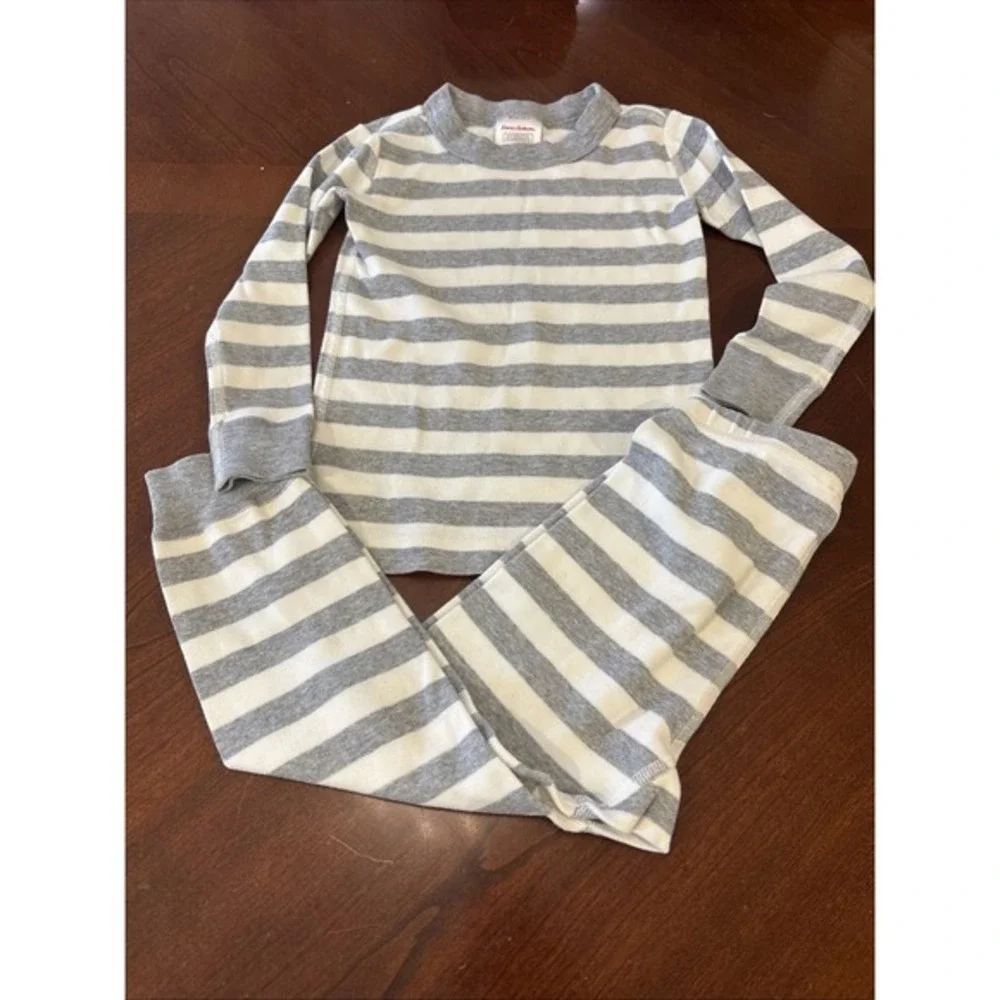 Hanna Andersson‎ Striped White Grey PJ Set Size 90 US 3